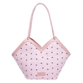 Rosa Shopper mit schwarzen Schleifenmustern, Plissee-Struktur und V-Öffnung Design - Tote Bag / Rosa