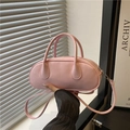 Schicke rosa Pillenform Baguette-Tasche aus PU-Leder mit Doppelgriffen und Schultergurt - Rosa
