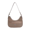 Chic light khaki crescent underarm bag with silver bow accent and adjustable strap - Khaki