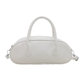Borsa Boston bianca minimalista con doppi manici circolari e finiture in metallo argento - Bianco