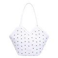 Weiße gesteppte Tragetasche mit schwarzen Schleifen und Fashion & Bags Etikett - Tote Bag / Weiß
