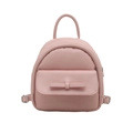 Pink bow mini backpack made of matte PU leather with top handle and adjustable straps - Pink
