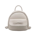 Mini zaino da donna color crema in ecopelle con fiocco decorativo e manico superiore - Bianco
