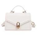Borsa a tracolla bianca in pelle PU con chiusura in metallo dorato e manico superiore - Bianco