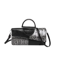 Borsa a mano da donna chic con patchwork a serpente bianco e nero e manico - Nero e Bianco