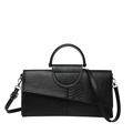 Elegante borsa da donna nera con motivo a serpente, doppi manici e tracolla regolabile - Nero
