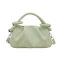 Minimalist light mint green pleated crossbody bag with silver hardware and ring details - Green