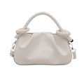 Borsa a mano bianca a pieghe design a nuvola con manico a nodo e tracolla regolabile - Bianco
