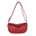 Minimalist dark red lychee texture saddle bag with gold hardware and adjustable strap - Red