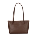 Classic dark brown leather tote bag with long shoulder straps for stylish daily commuting - Brown