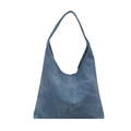 Bolso hobo de media luna azul oscuro en lona lavada retro con detalle de costura - Azul oscuro