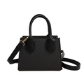 Minimalist black trapezoid handbag with woven texture and adjustable strap in main view - Black