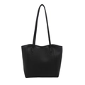 Elegant black minimalist tote bag with slender straps for daily office commuting - Black