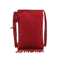 Vintage red suede mini crossbody bag with bohemian tassel and decorative knots - Red