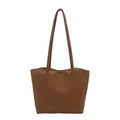 Chic brown tote bag for women with large capacity and double shoulder straps for commuting - Brown