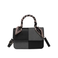 Retro crossbodytas in contrastkleuren met ruittextuur en zijden sjaal om het handvat - Zwart