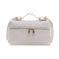 Borsa a tracolla intrecciata color crema con doppia zip dorata e manico corto - Bianco
