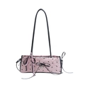 Sac à bandoulière rose avec nœud, texture gaufrée et fine lanière noire - Rose avec écharpe (jh8054)