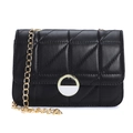 Classic black quilted crossbody bag with gold chain strap and stylish metal lock - Black