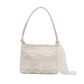 Sac à bandoulière minimaliste blanc ivoire avec volants en dentelle pour femme - Blanc avec pendentif