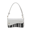 Sac à bandoulière blanc minimaliste avec motif de touches de piano et lettrage doré - Blanc