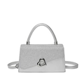 Petit sac à main argenté pailleté avec boucle cœur et bandoulière amovible - Argenté