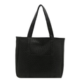 Minimalistische schwarze gewebte Schultertasche mit großem Fassungsvermögen für den Alltag - Schwarz