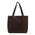 Dunkelbraune Oversize-Tragetasche mit Vintage-Webstruktur und langen Schulterriemen - Braun