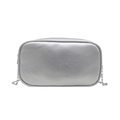 Piccola borsa quadrata argento metallizzato con tracolla a catena e chiusura lampo - Argento