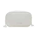 Borsa a cuscino minimalista in PU bianco con catena d'argento e scritte - Bianco