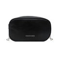 Mini borsa ovale nera minimalista con tracolla a catena e stampa alla moda - Nero