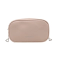 Piccola borsa a tracolla rosa cipria con catena argento e scritta moda frontale - Rosa