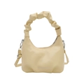 Chic beige pleated handbag with scrunchie handle and adjustable crossbody strap - Yellow