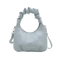 Chic pleated cloud shoulder bag in mint blue with fashion chain and top handle strap - Blue