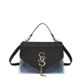 Quilted blue transparent square handbag with black lid and gold logo for 2025 summer fashion - Black