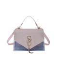 Pink and purple gradient transparent PVC crossbody bag with gold hardware and chain - Pink