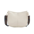 Minimalist cream white crossbody bag with vintage geometric strap and gold hardware - White