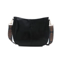 Black Harajuku small square shoulder bag with colorful ethnic patterned wide strap - Black