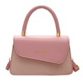 Chic pink patchwork small square shoulder bag with gold FASHION & BAGS lettering - Pink