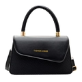 Black patchwork crossbody bag with textured fabric and gold metal hardware finish - Black
