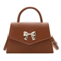 Elegant brown bow-tie handbag with a smooth leather texture and crossbody strap - Brown