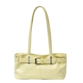 Sac à main minimaliste jaune crème en similicuir avec boucle métallique et détails sangles - Jaune