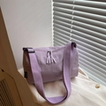 Lavender purple nylon crossbody tote bag with adjustable strap and casual wrinkled texture - Purple