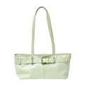 Sac bandoulière chic en similicuir vert menthe avec sangle décorative et boucle argent - Vert