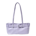 Chic light purple leather underarm bag with decorative belt buckle and slim straps - Purple