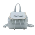 Hellblauer PU-Leder Rucksack mit Spitzenbesatz und Schleife im süßen Preppy-Stil - Blau