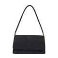 Funkelnde schwarze Pailletten-Baguette-Tasche mit goldenen Details für Party und Abendmode - Schwarz