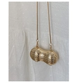 Detailansicht der goldfarbenen Mini-Tasche in Erdnussform mit weißen Strasssteinen - Gold