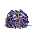 Secchiello chic con paillettes viola con catena dorata ed eleganti dettagli in perla - Viola