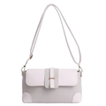 Elegante borsa a tracolla grigio chiaro intrecciata con finiture in pelle e fibbia d'oro - Bianco Sporco